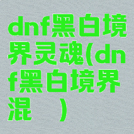 dnf黑白境界灵魂(dnf黑白境界混沌)