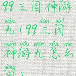 qq三国神游丸(qq三国神游丸怎么用)